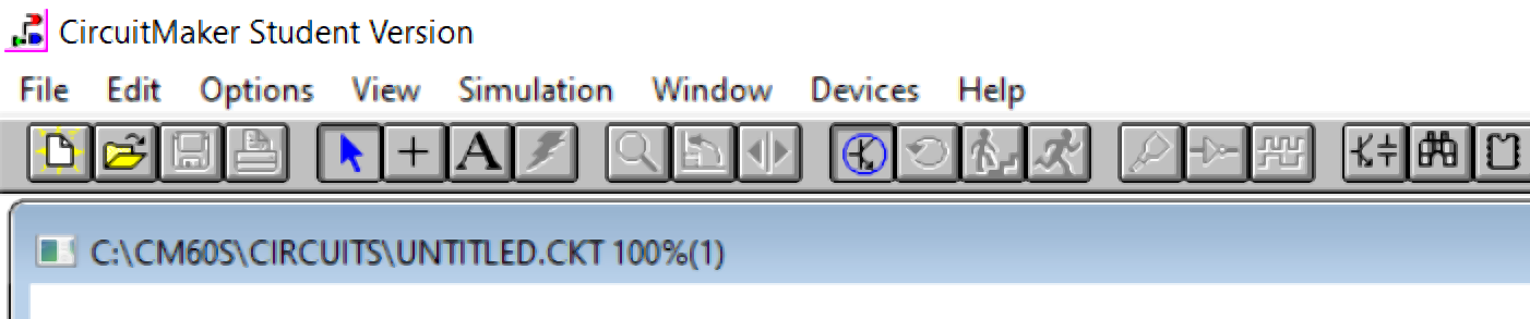 Menus e icones do Circuit Maker 6